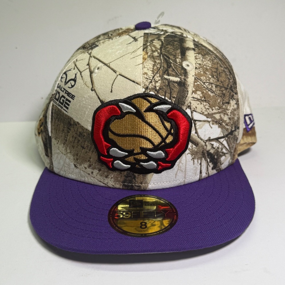 New Era Toronto Raptors Hat Mens 8 Purple RealTree Camo 59FIFTY Fitted NBA